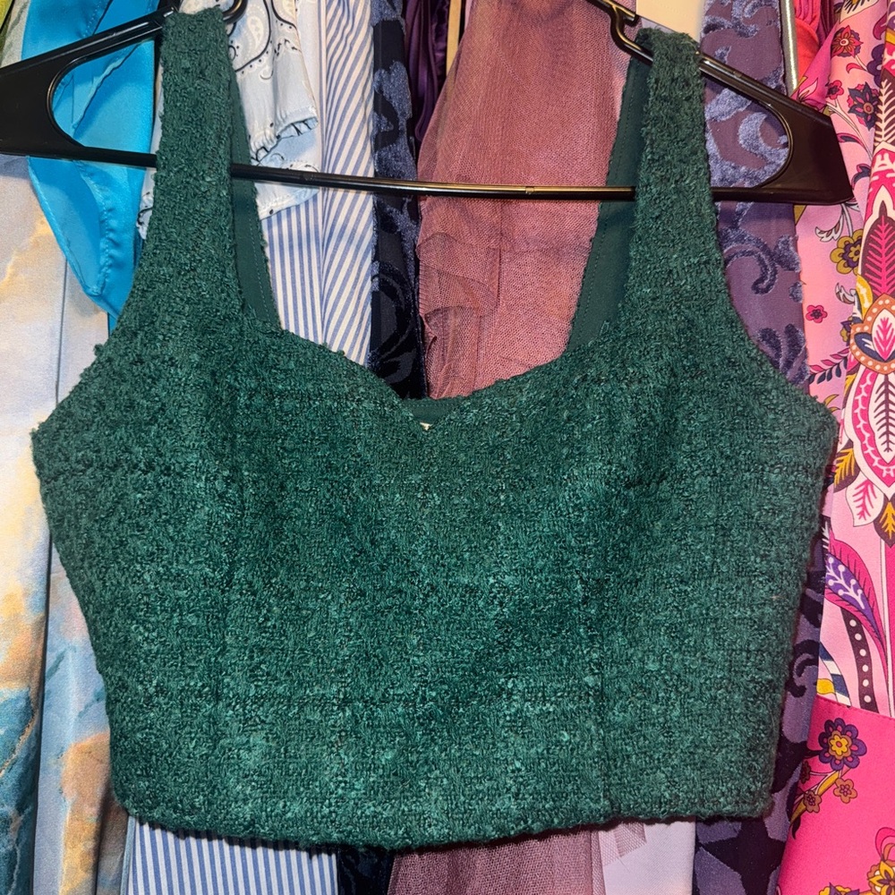 Abercrombie & Fitch Green Textured Crop Top